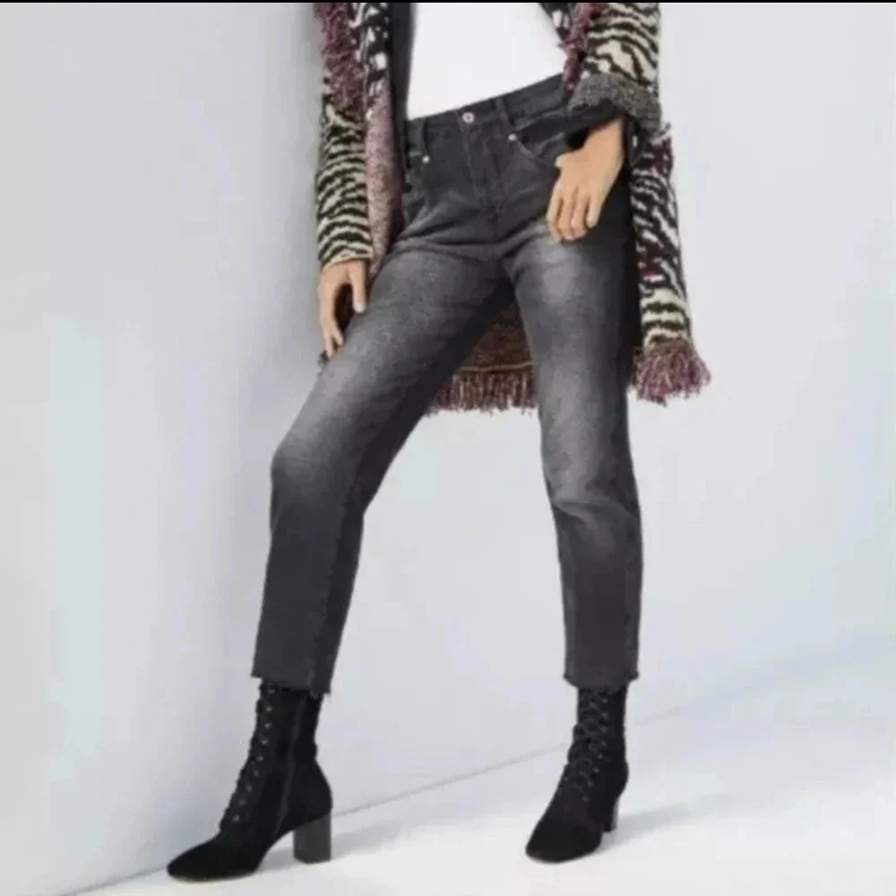 Anthropologie Pilcro Black High-Rise Buckled Boyfriend Jeans Women's Size 27 X26